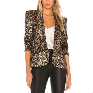 NWT NBD “Gemma” Blazer in black/metallic gold leopard print size XS